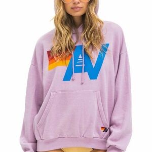 Aviator Nation logo pullover relaxed hoodie in Mauve